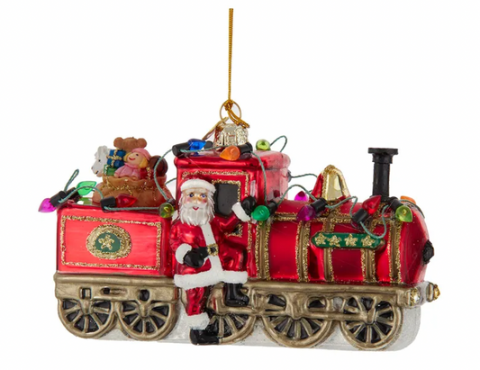 Santa With Train Ornament