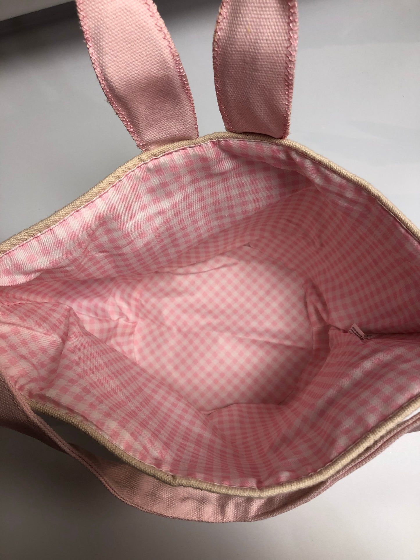 Pink Canvas Bunny Basket