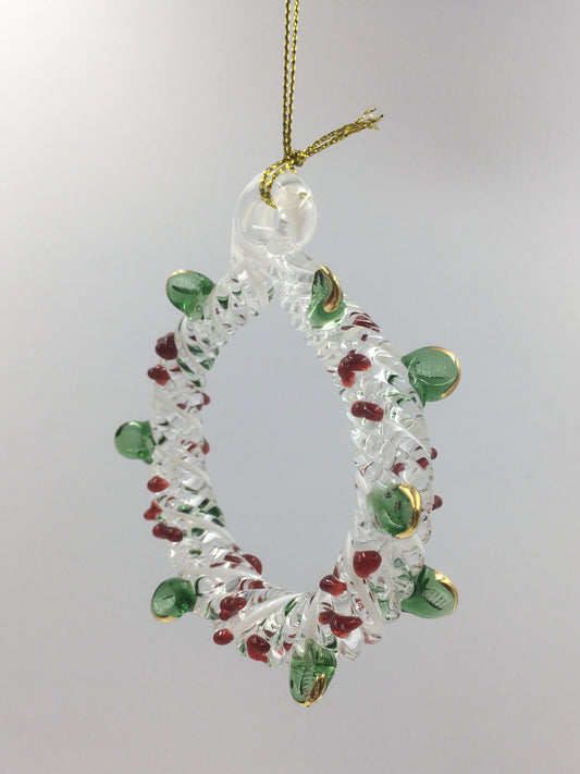 Holiday Wreath Egyptian Glass Ornament