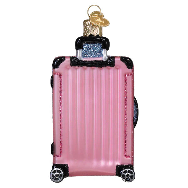 Pink Rolling Suitcase Ornament