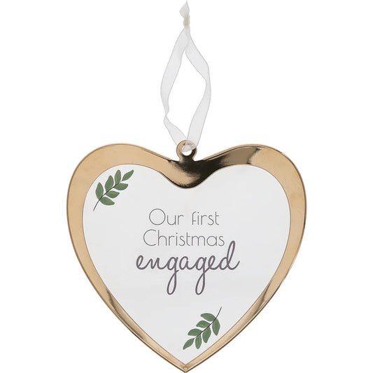 First Christmas Engaged Glass Ornament