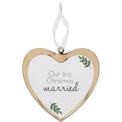 1st Christmas Married Glass Ornament