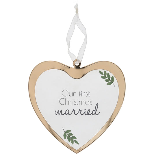 1st Christmas Married Glass Ornament