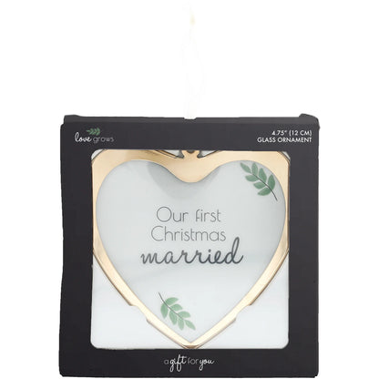 1st Christmas Married Glass Ornament