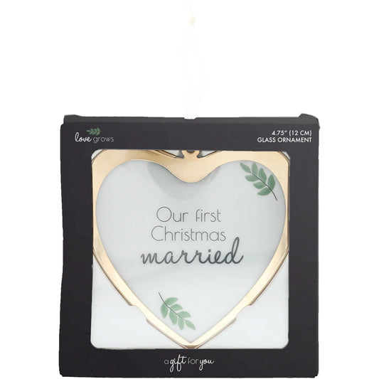 1st Christmas Married Glass Ornament