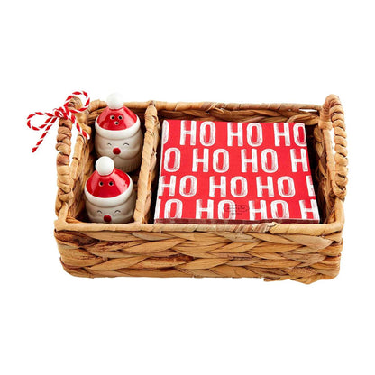 Santa Salt & Pepper Napkin Basket Set