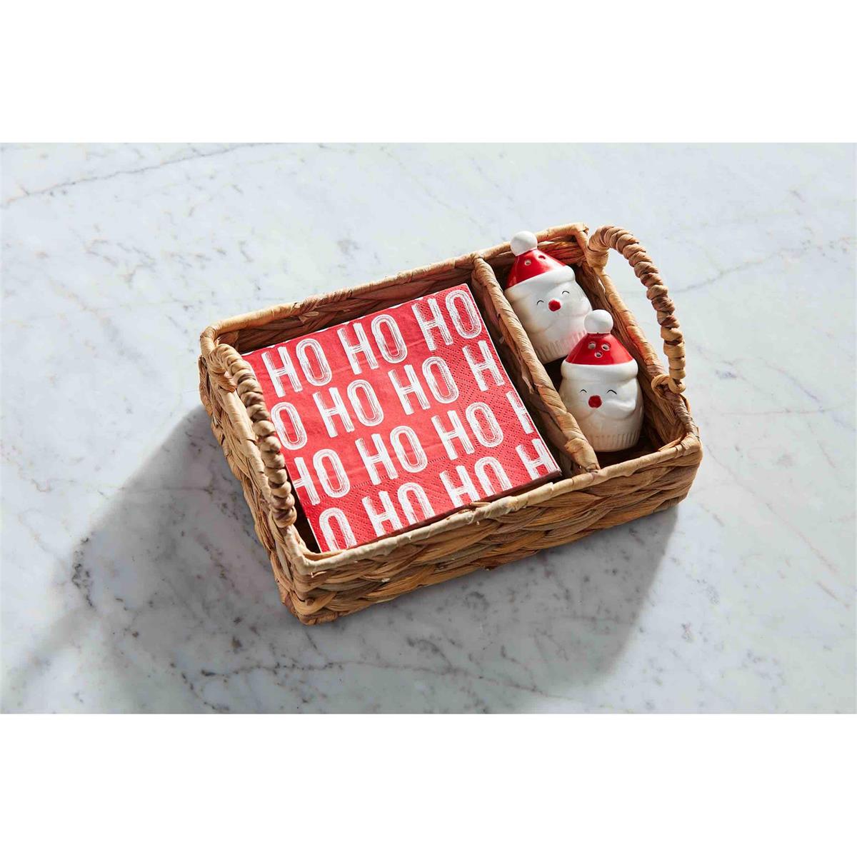 Santa Salt & Pepper Napkin Basket Set