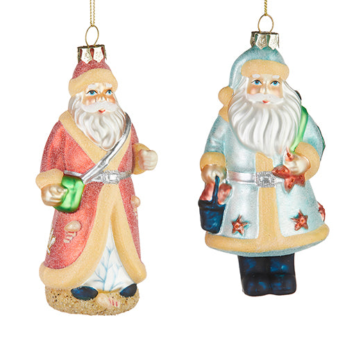 Coastal Santa Glass Ornament