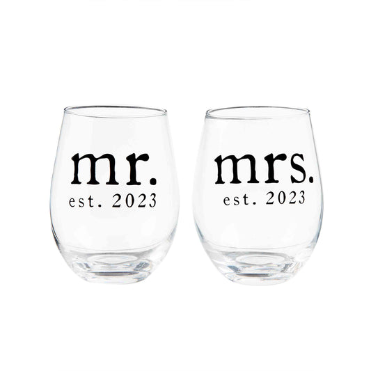 Mr Mrs Wine Glass Set 2023
