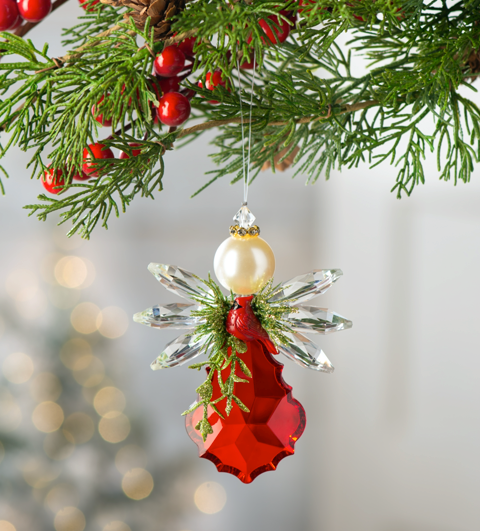 Cardinal Pearl Angel Acrylic Ornament