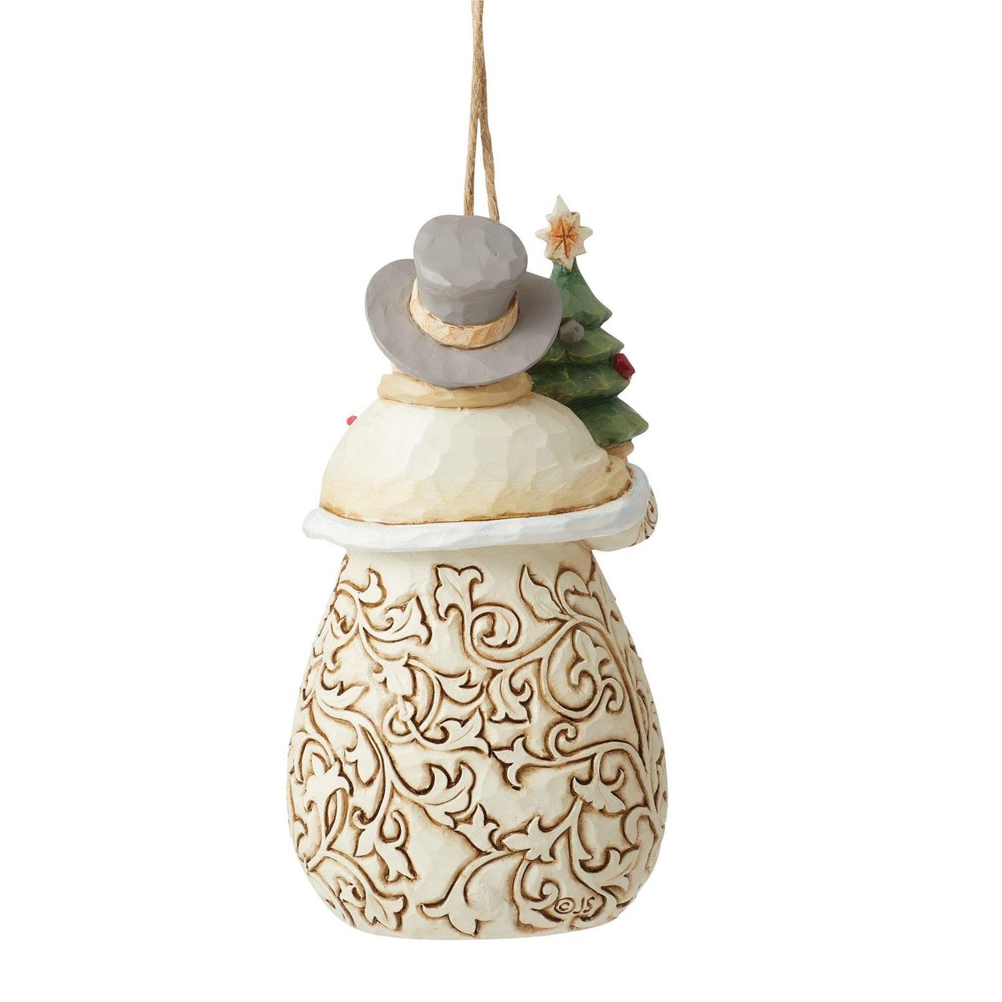 White Woodland Snowman Evergreen Ornament