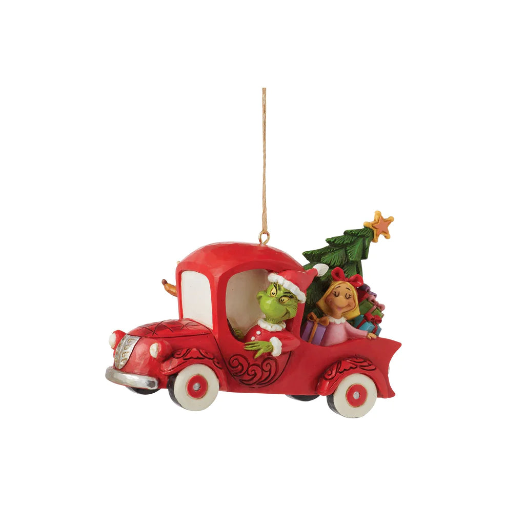 Grinch In Red Truck Ornament