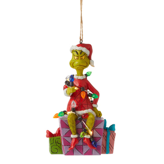 Grinch Sitting On Presents Ornament