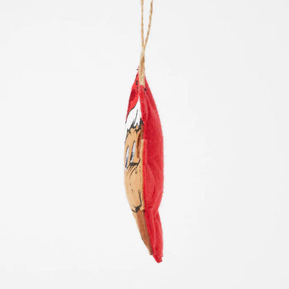 Max in Santa Hat Felt Ornament