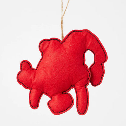 Max in Santa Hat Felt Ornament