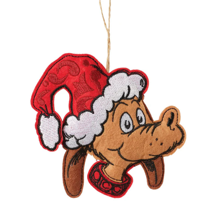 Max in Santa Hat Felt Ornament