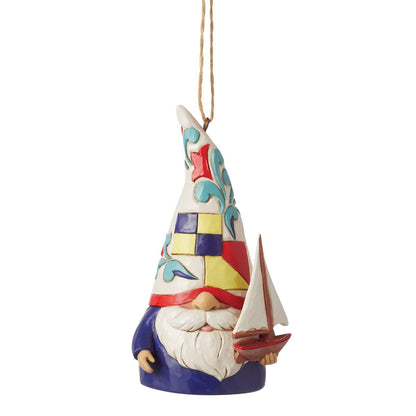 Gnome Holding Sailboat Ornament