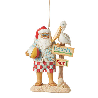 Coastal Santa W/ Sign Ornament