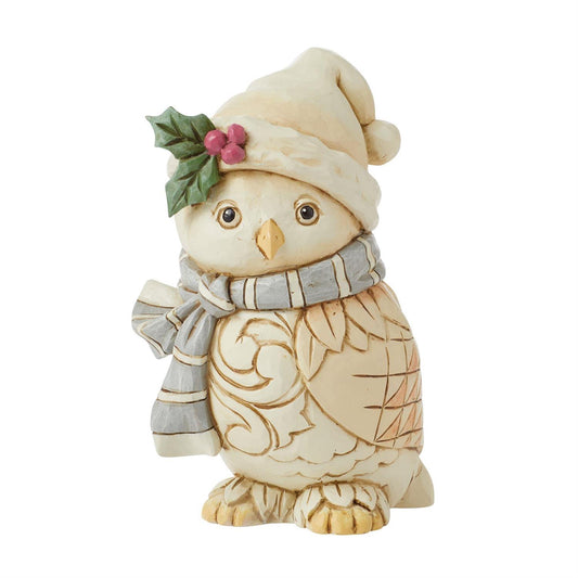 White Woodland Owl With Scarf Figurine