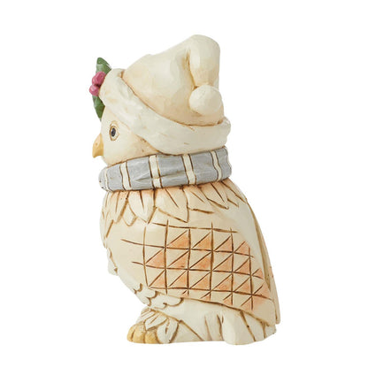 White Woodland Owl With Scarf Figurine