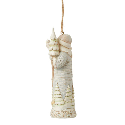 White Woodland Birch Bark Santa Ornament