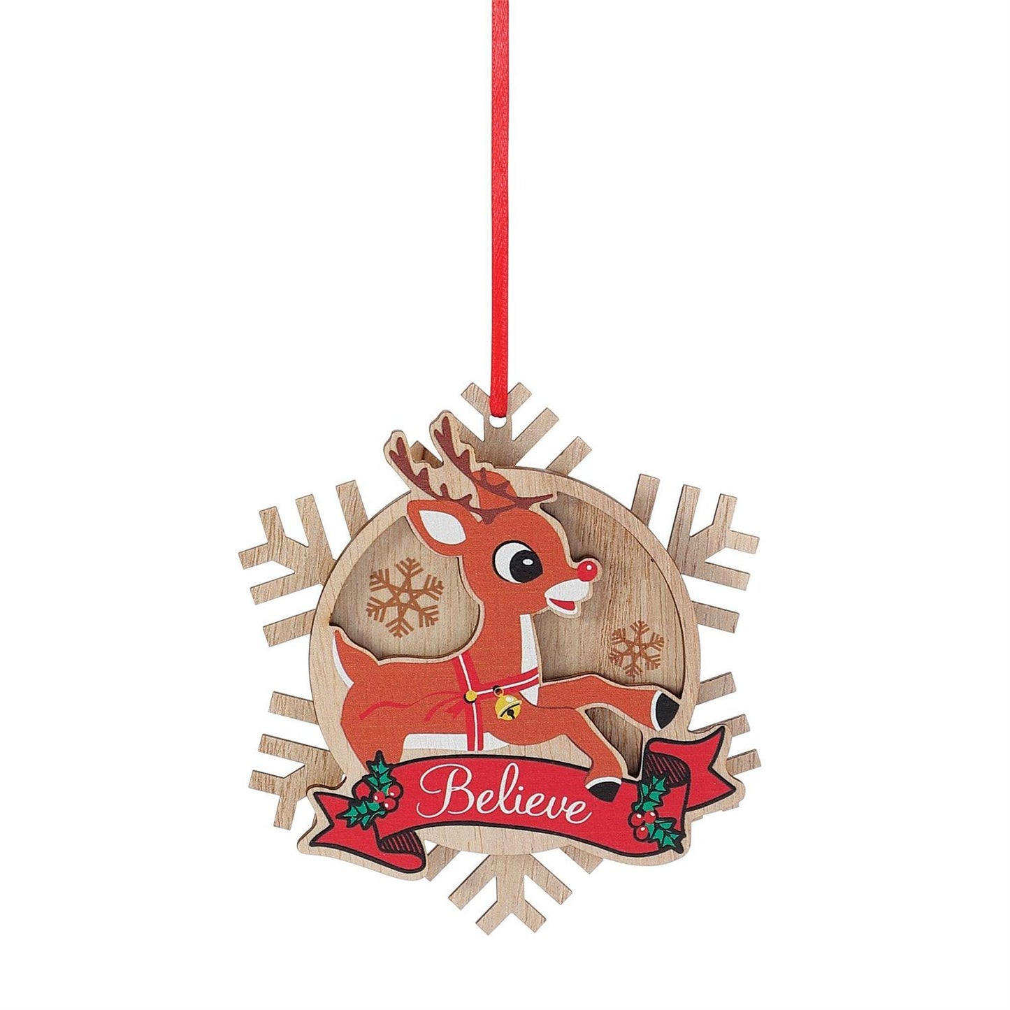 Rudolph Believe Snowflake Ornament