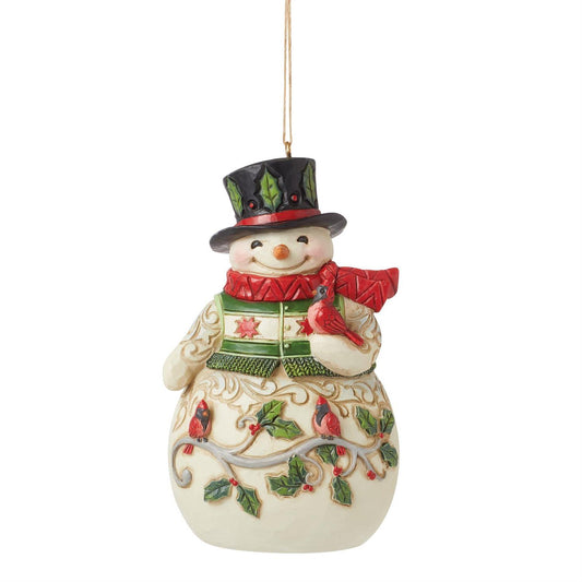 Snowman With Cardinal Ornament