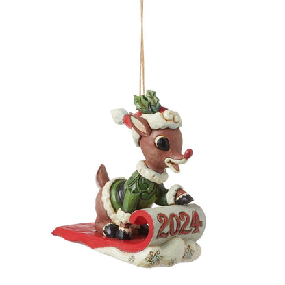 Rudolph In Sled 2024 Ornament