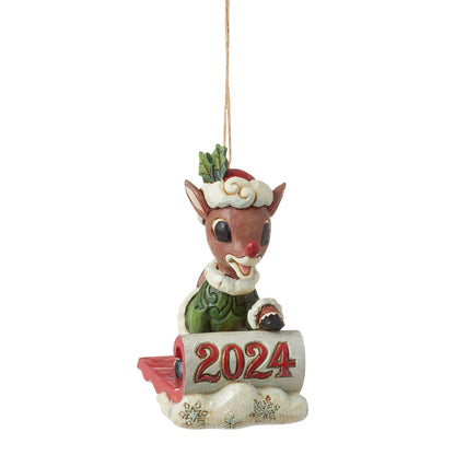 Rudolph In Sled 2024 Ornament