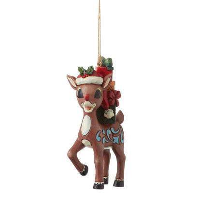 Rudolph With Stacked Presents Ornament