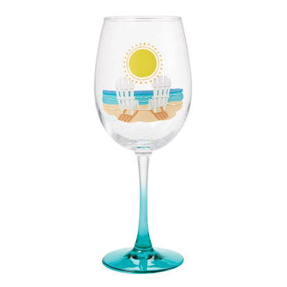 Sun on the Beach Wine Glass