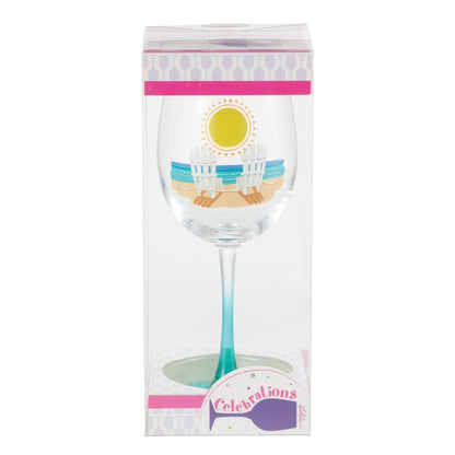 Sun on the Beach Wine Glass