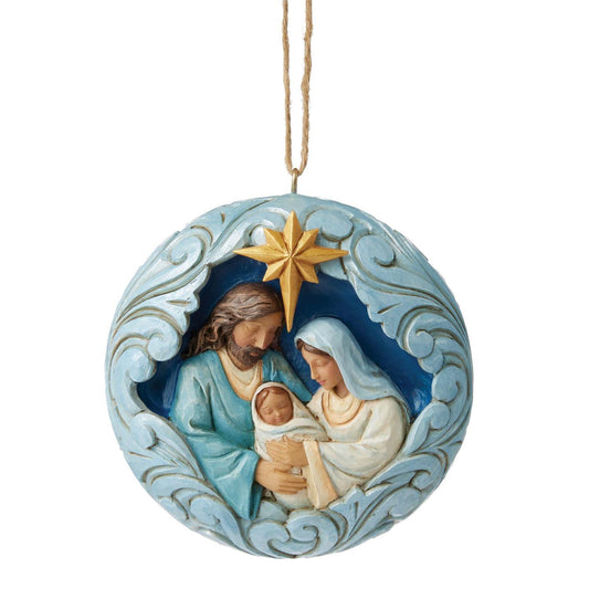 Blue and Gold Holy Family Ornament