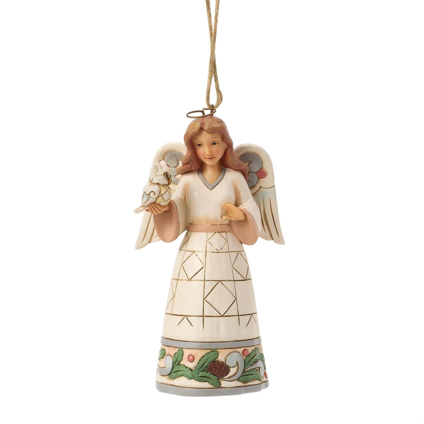White Woodland Angel and Owl Ornament