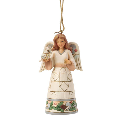 White Woodland Angel and Owl Ornament