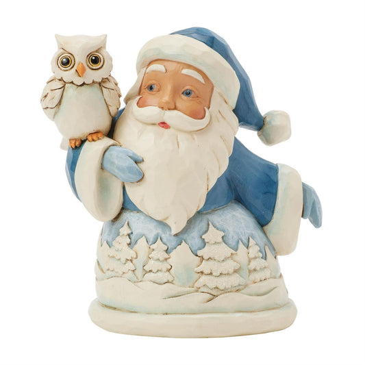 Blue Santa and Owl Mini Figurine