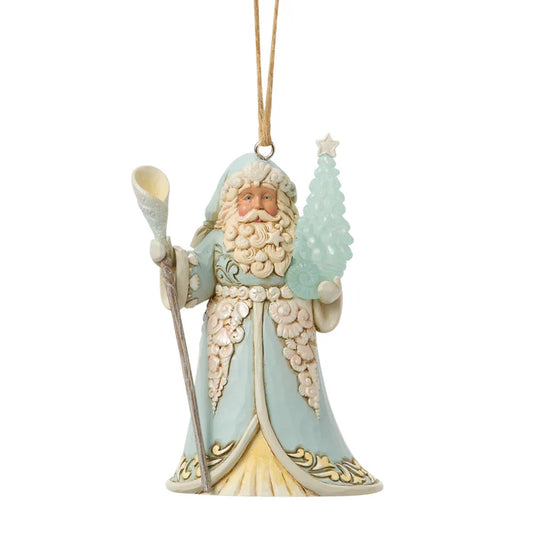 Coastal Santa with Sea Glass Tree Ornament
