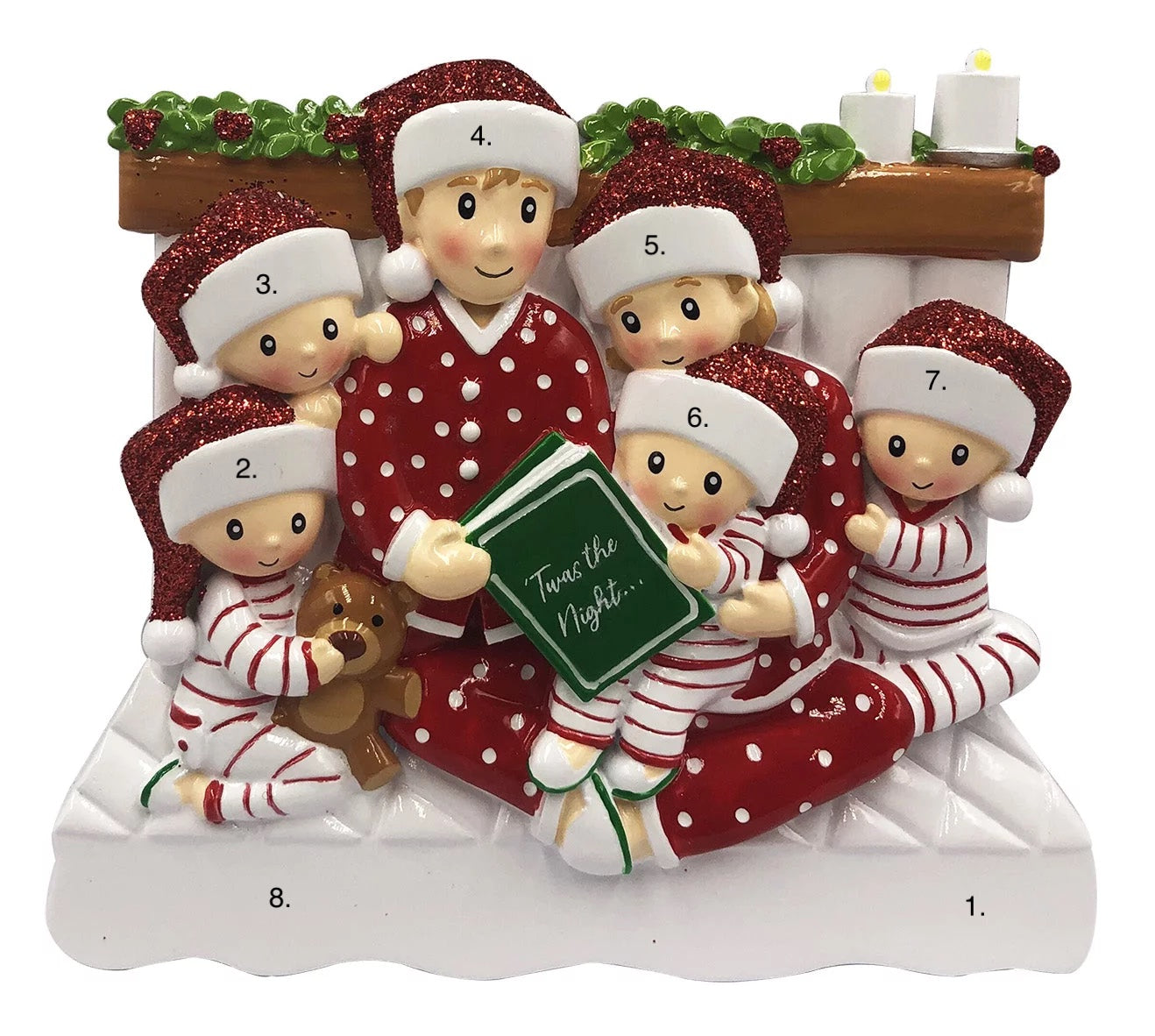 Reading in Bed Family of 6 Ornament