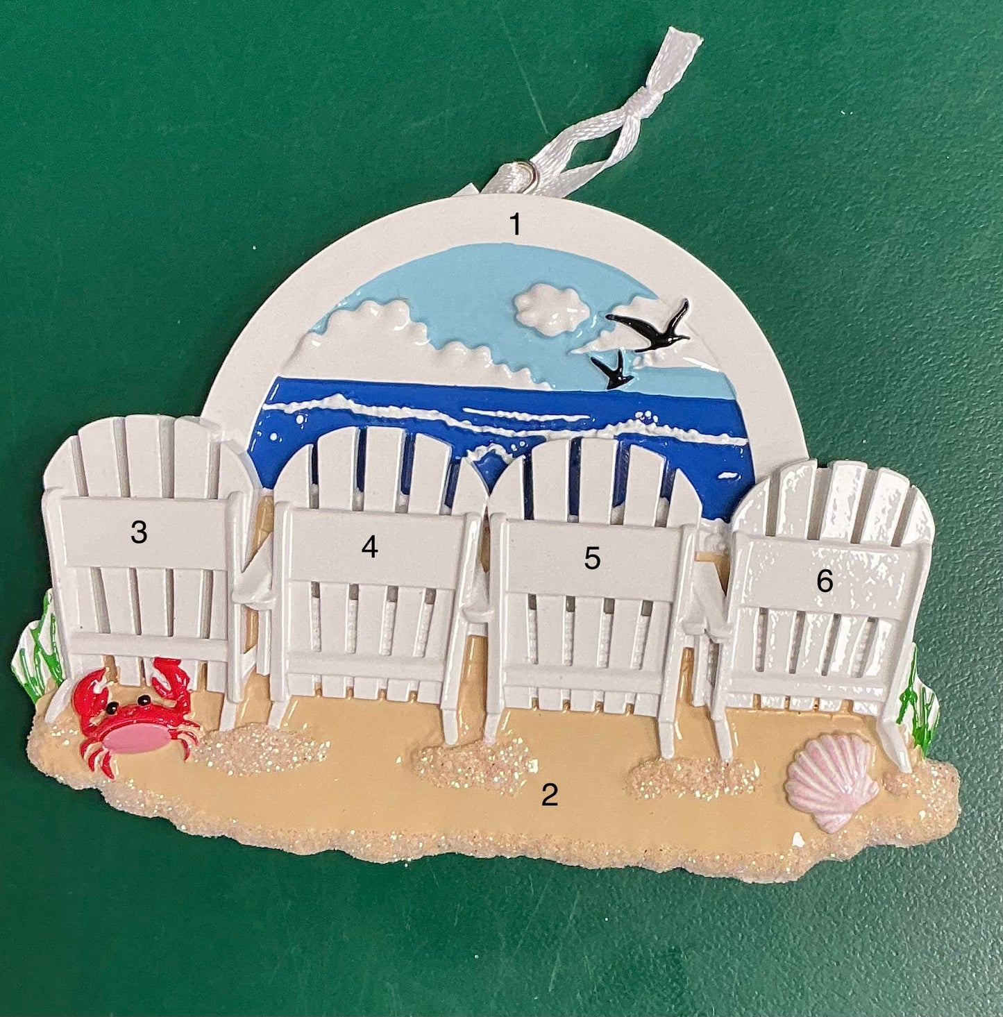 4 White Beach Chairs Ornament
