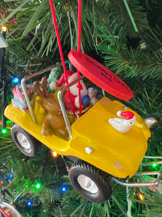Santa In Dune Buggy Ornament