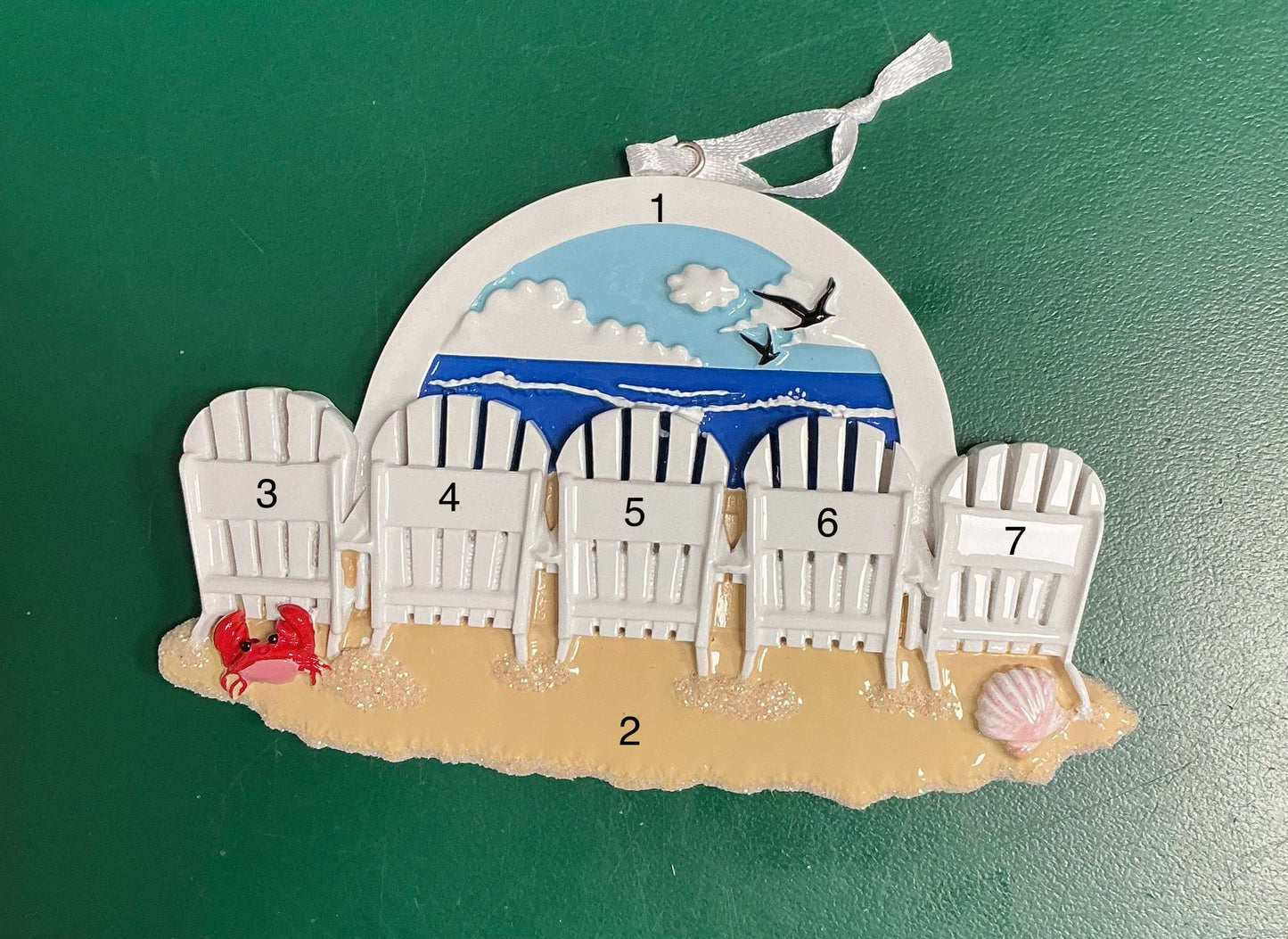 5 White Beach Chairs Ornament