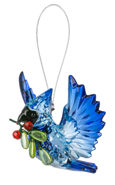 Open Winged Blue Jay Ornament
