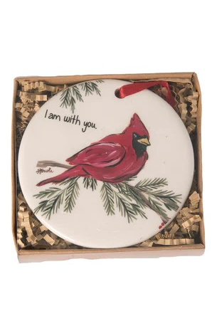 Cardinal I Am With You Disc Ornament