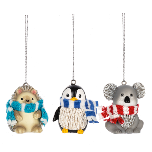 Mini Animal Wearing Scarf Ornament