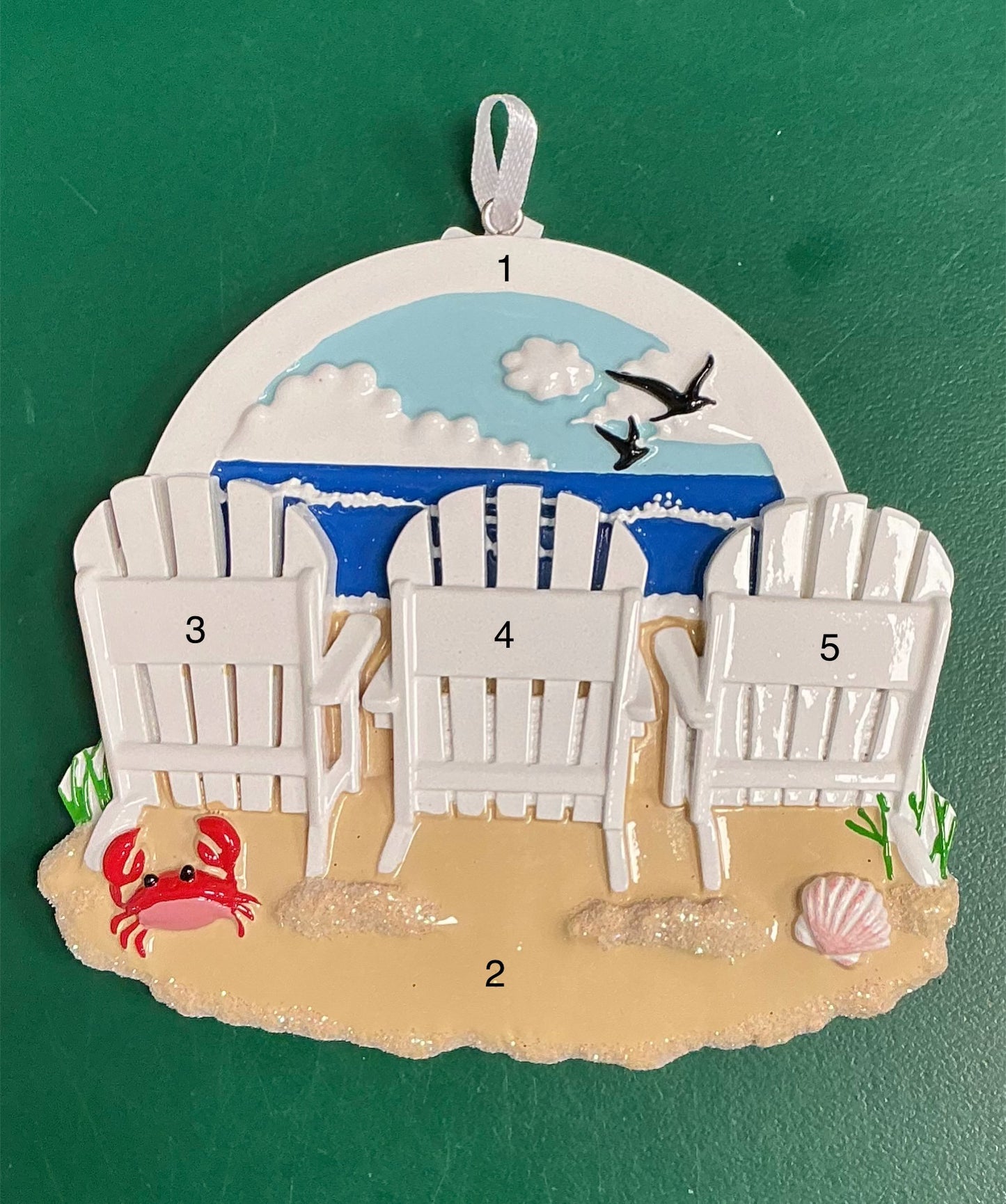 3 White Beach Chairs Ornament