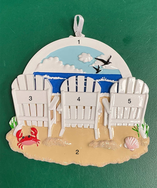3 White Beach Chairs Ornament