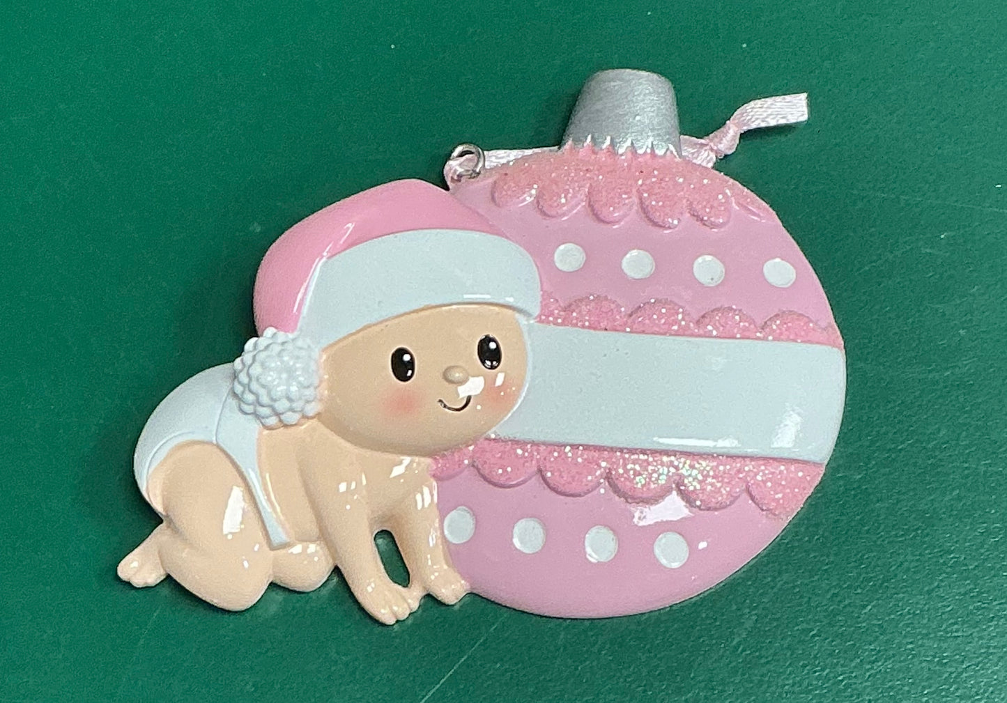 Pink Christmas Baby Ornament