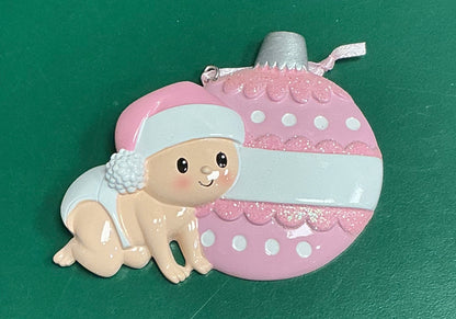 Pink Christmas Baby Ornament