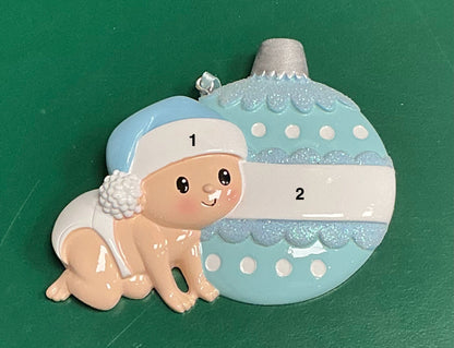 Blue Christmas Baby Ornament