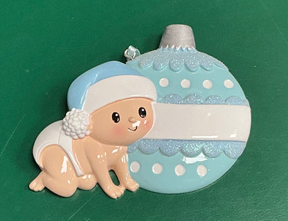 Blue Christmas Baby Ornament